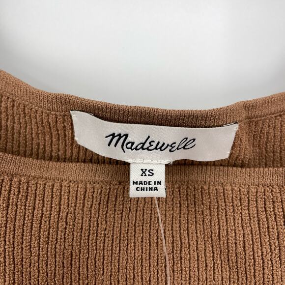 Madewell Top Womens XS Tank Bradbury Sweater Square Neck Brown NWT - Picture 4 of 7